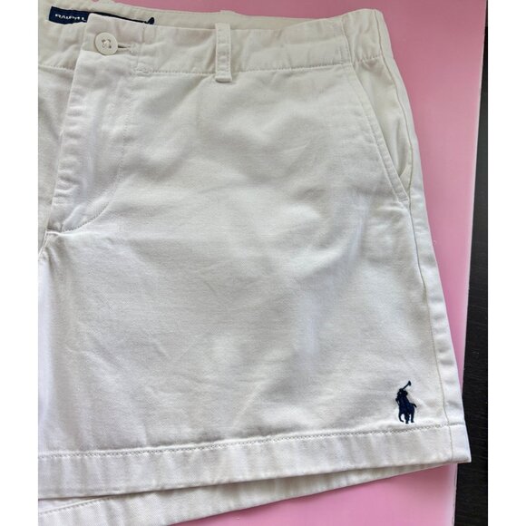 Ralph Lauren Sport White Cotton Womens Shorts Size 12 With Embroidered Logo & Ba - Picture 3 of 7
